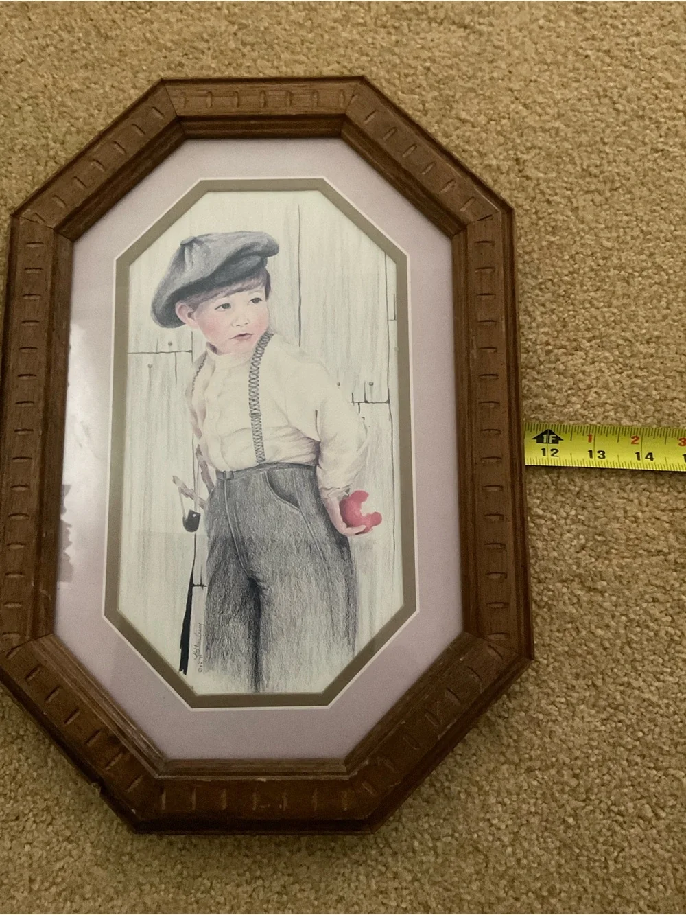vintage framed pencil print by artist Kathleen Casey, titled 
